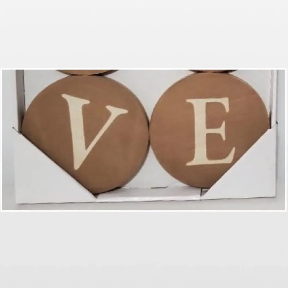New Sign Of The Times Wall Plaque Love Letter Art Wood Brown Circles NWT